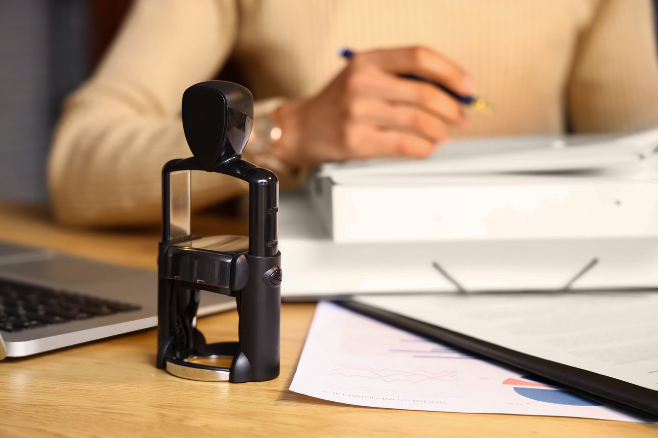 Stamp on Table of Notary Public in Office